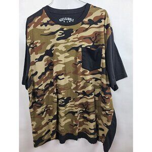 ACES & Idols Black Green Camo Short Sleeve Cotton Graphic Tee Size 2XL